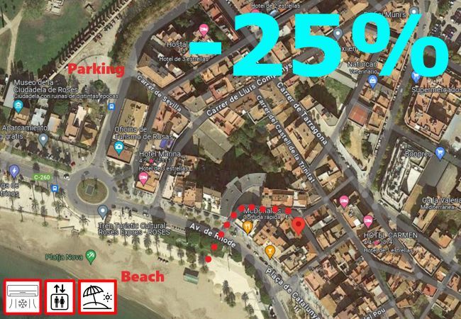 Ferienwohnung in Rosas / Roses - 1029 JOC PILOTA 50m Playa